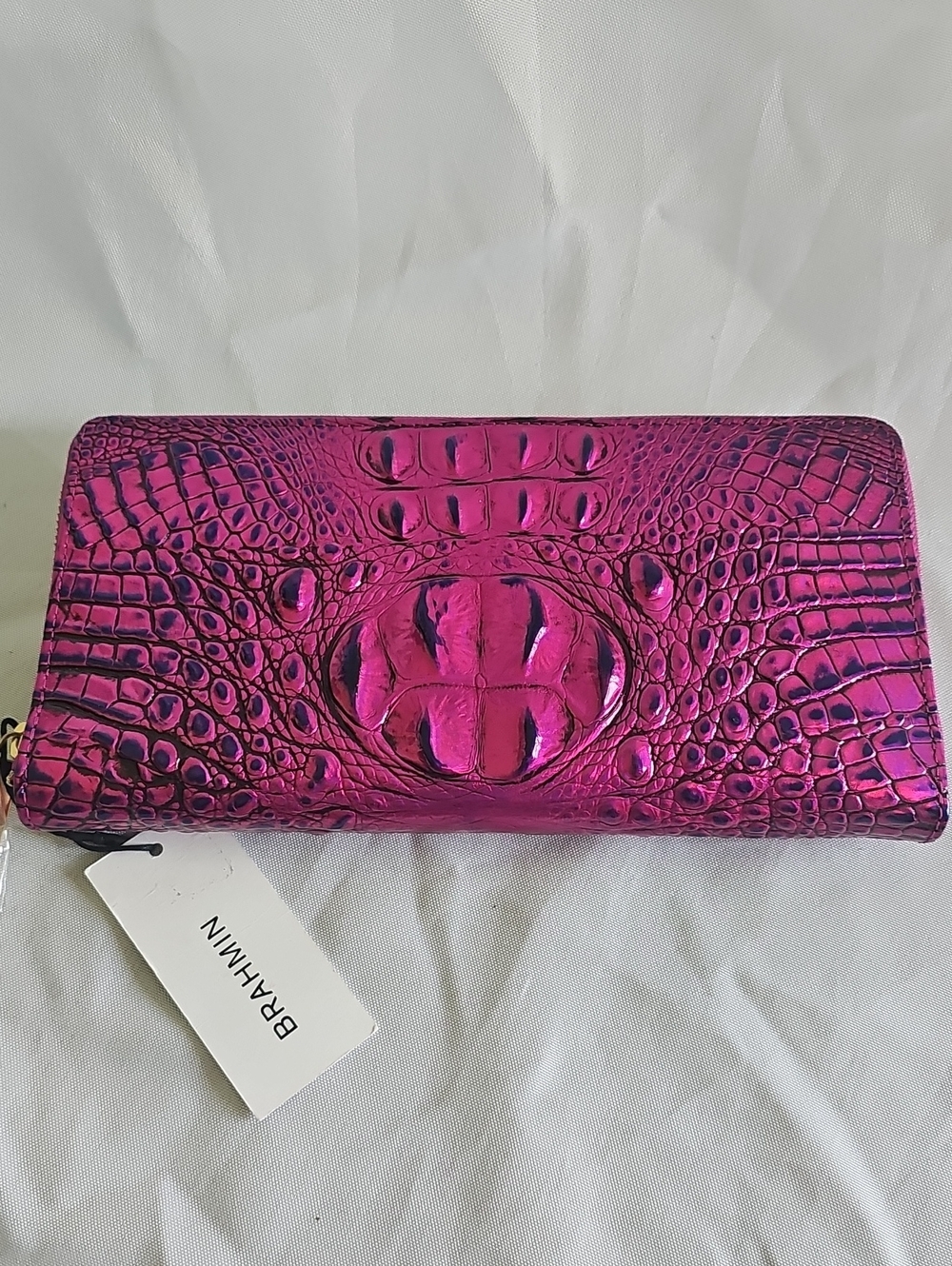 Brahmin Voltage Violet Croc-Embossed Zip Wallet